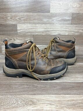Arita Men’s Terrain Boots Soft Toe in Distressed Brown Padded Collar Sz 9D